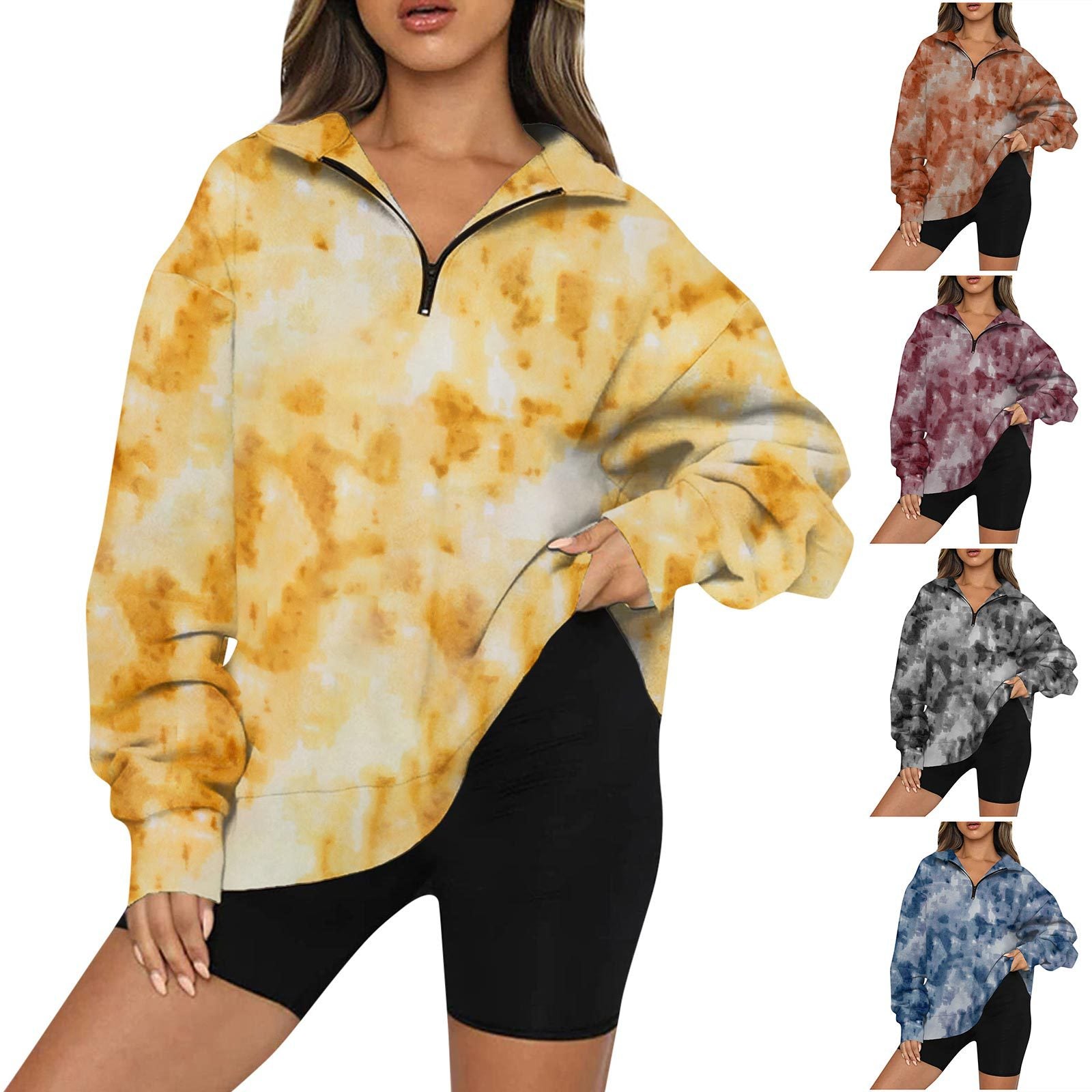 Tie Dye Long Sleeve Tops for Women Shirts to Wear with Leggings Casual  Crewneck Loose Fit Tunic Blouses Pullover at  Women's Clothing store