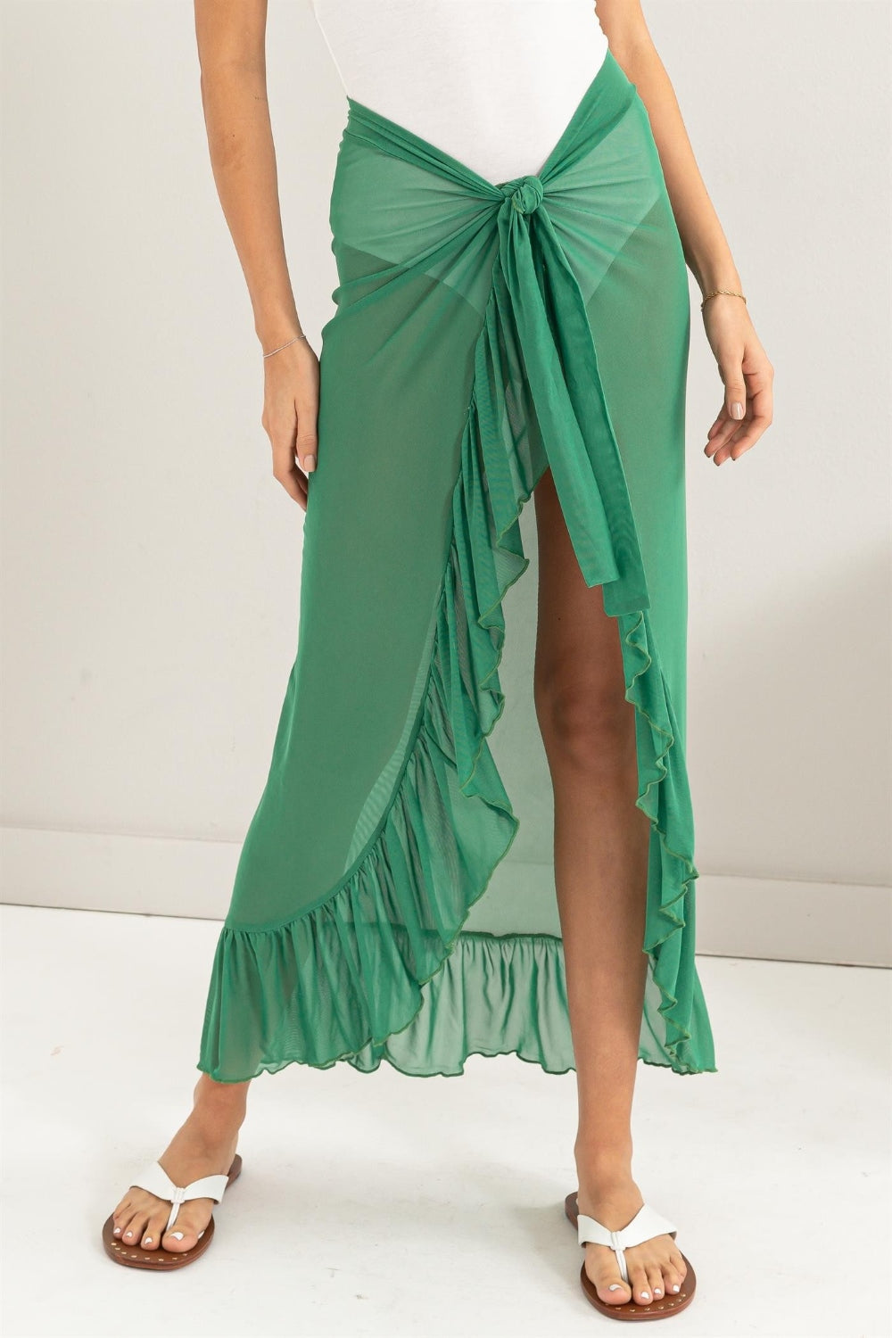 HYFVE Ruffle Trim Cover Up Sarong Skirt 