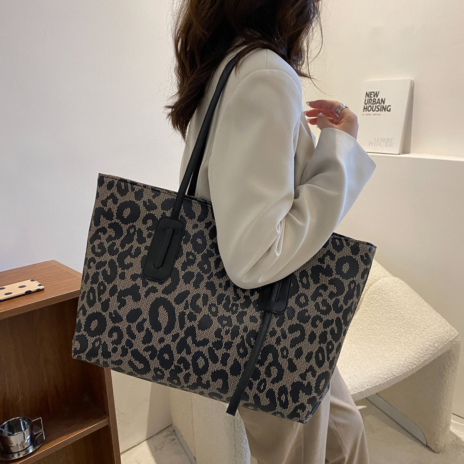 PU Leather Leopard Tote Bag 