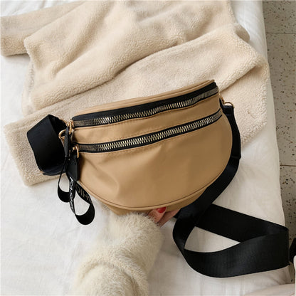 Double Zip Nylon Crossbody Bag 