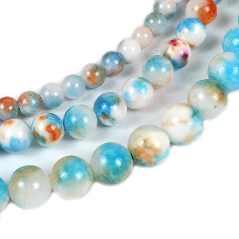 Blue White Orange Beige Chalcedony Scattered Beads Accessories Ear Rings Bracelet Female Diy Handmade String Round Beads Buddha Chain