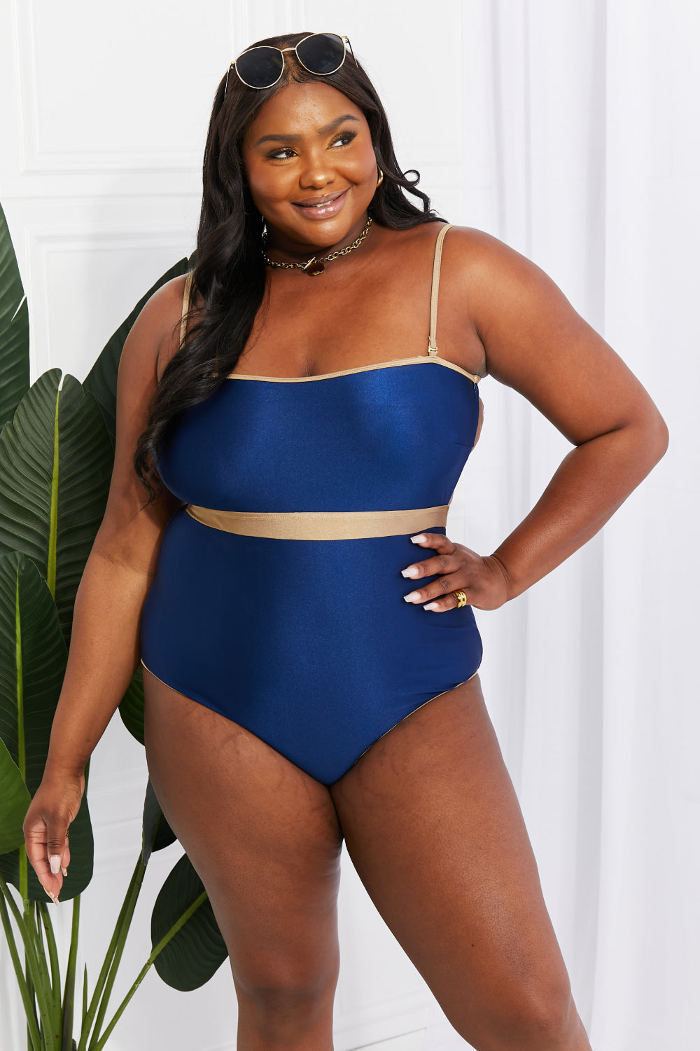 Marina West Swim Wave Break Contrast Trim One-Piece 