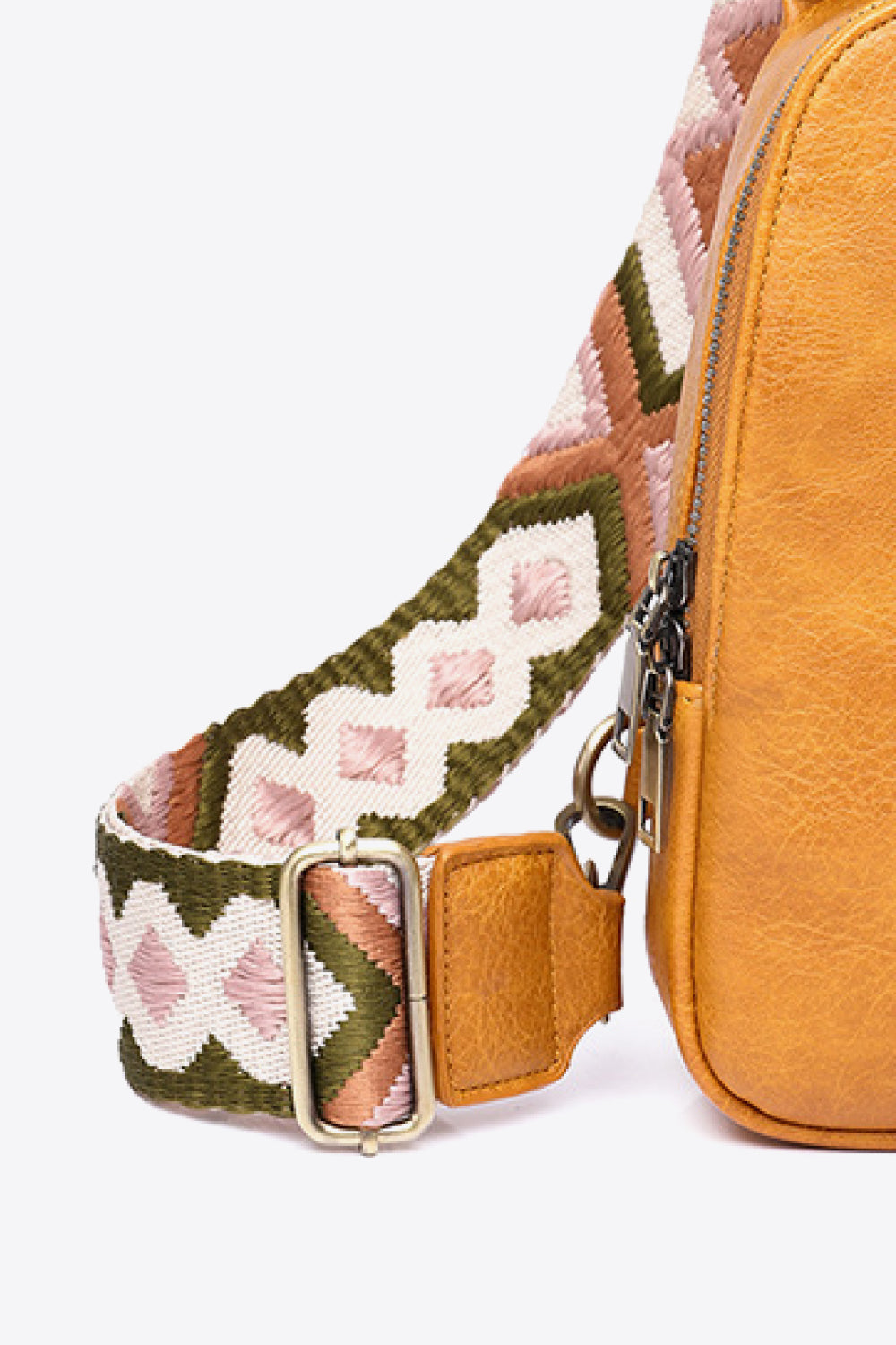 Random Pattern Adjustable Strap PU Leather Sling Bag 