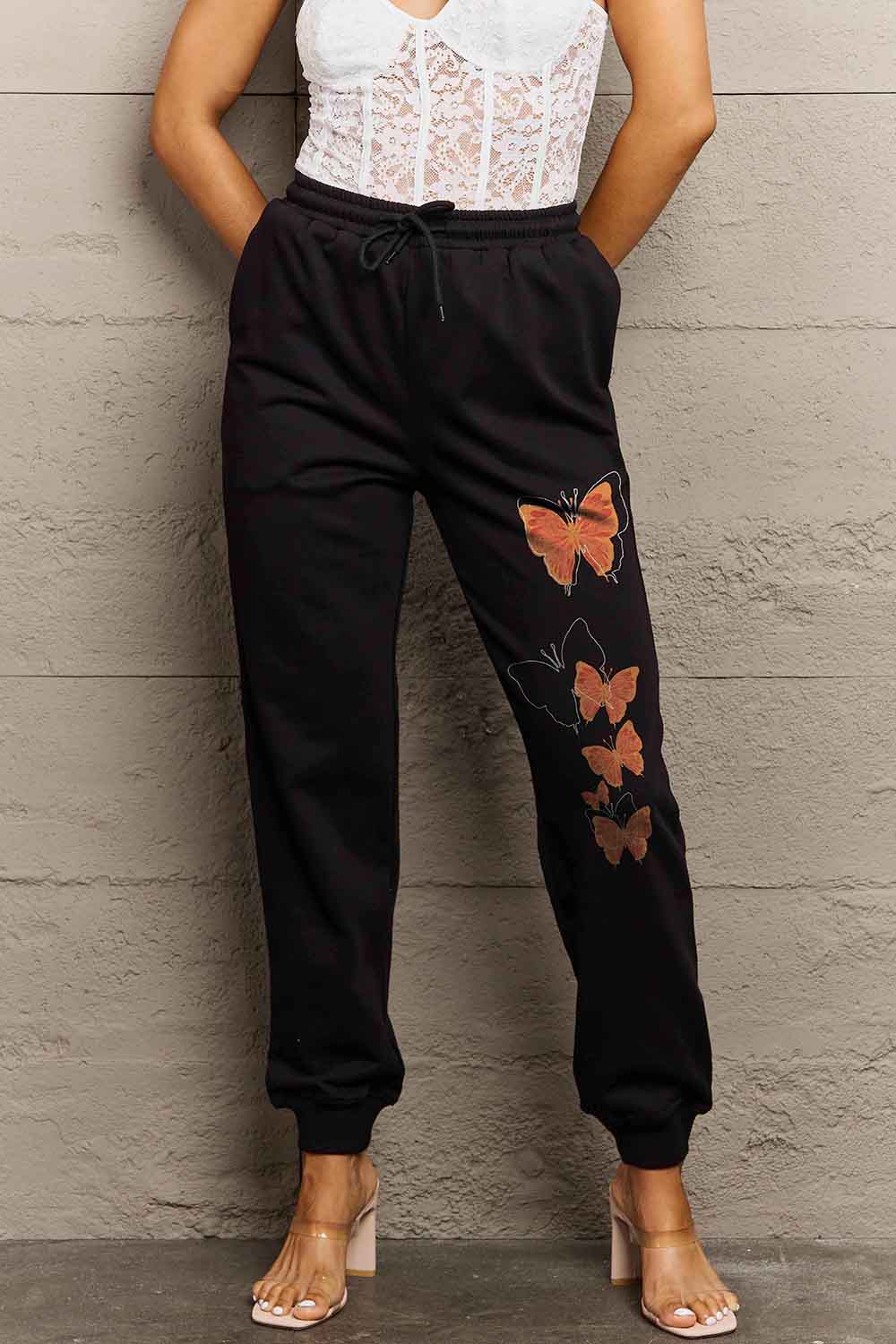 Simply Love Full Size Butterfly Graphic Sweatpants 