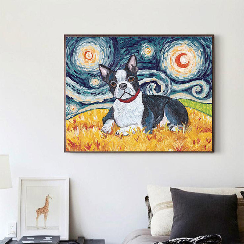 Round Resin Diamond Painting Full Embroidery Cross Stitch Sky Dog Mosaic Friend Gift Do It Yourself