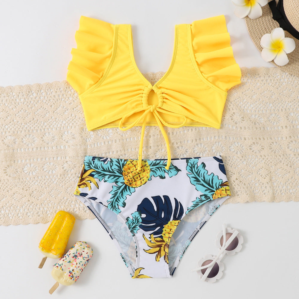 Swimwear Leaf Print Split Fashion Children