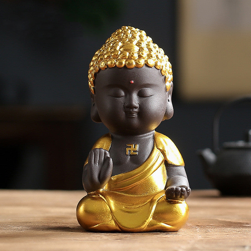 New Zisha Small Tathagata Buddha Statue Zen Car Ornament