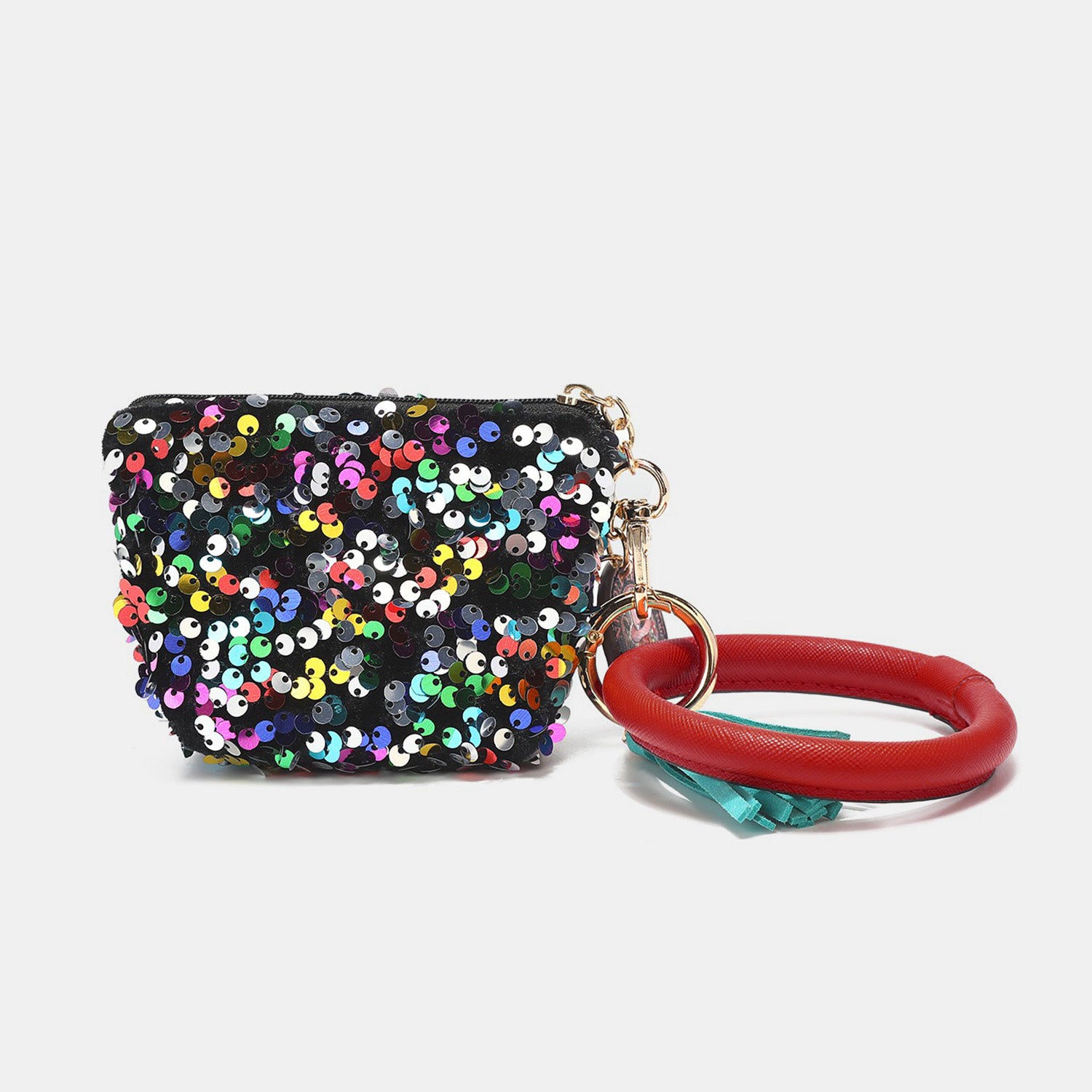 Nicole Lee USA Sequin Pouch Wristlet Keychain 