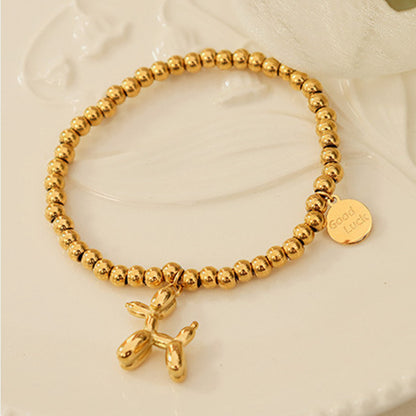 18K Gold-Plated Titanium Steel Puppy Shape Charm Bracelet 