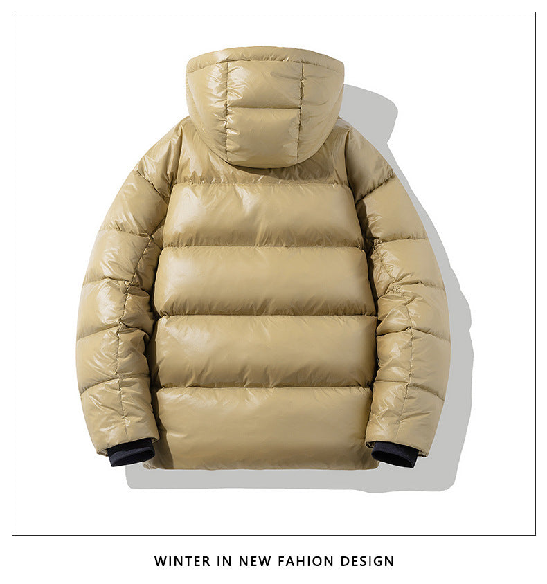 Short Glossy Down Jacket Thick White Duck Down 