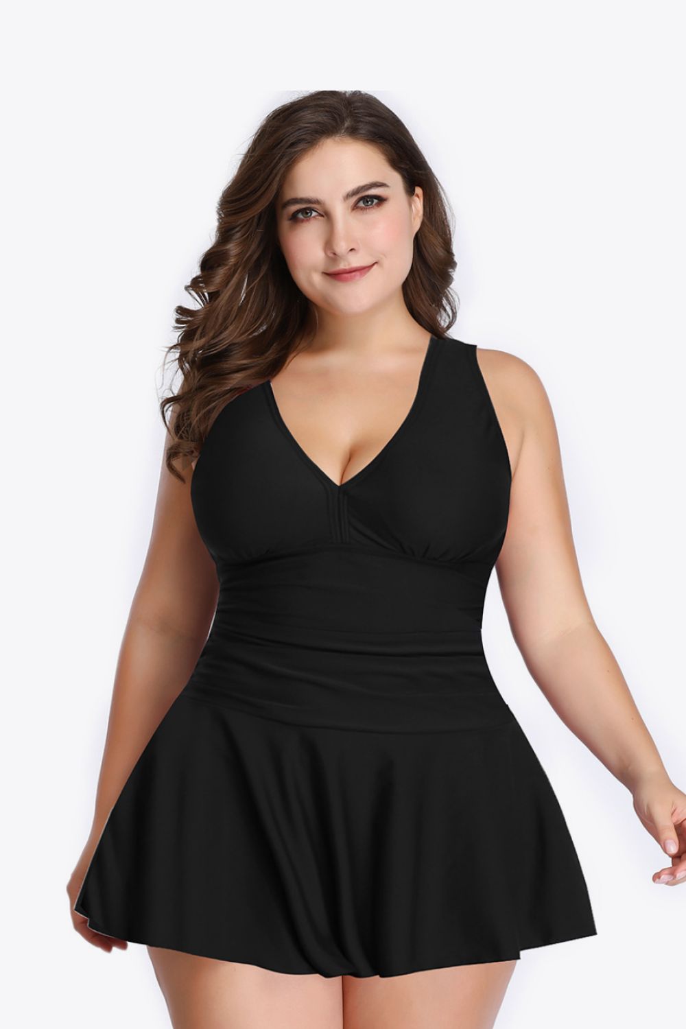 Plus Size Plunge Swim Dress 