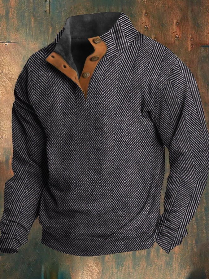 Men's Sweater Digital Printing Polyester Solid Color Retro