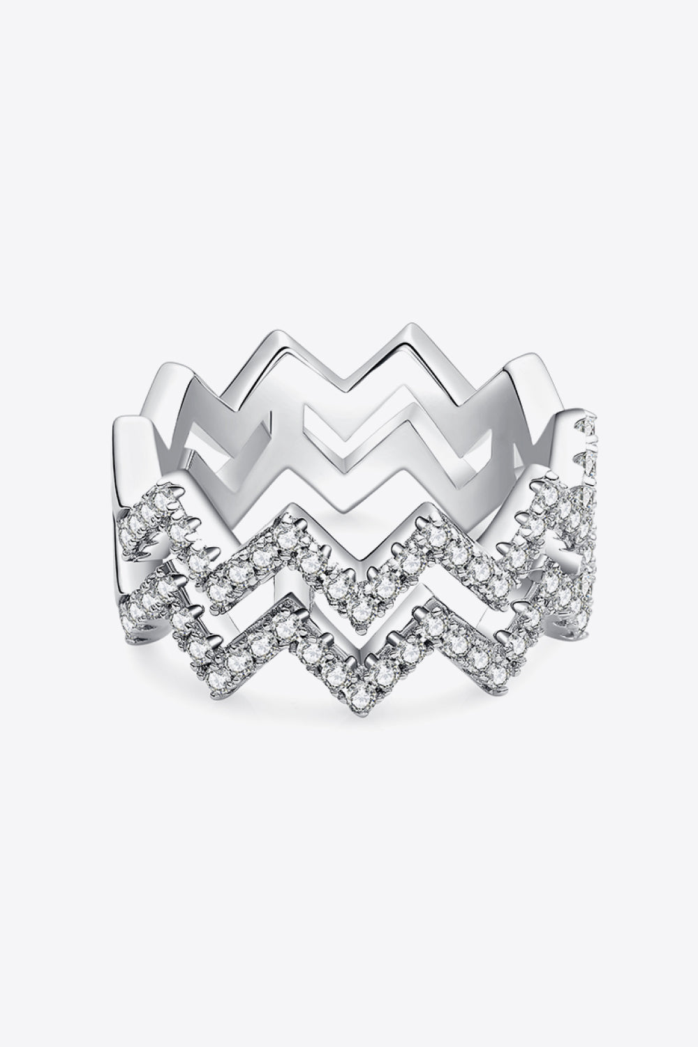 Adored Moissanite Zigzag Stacking Rings 