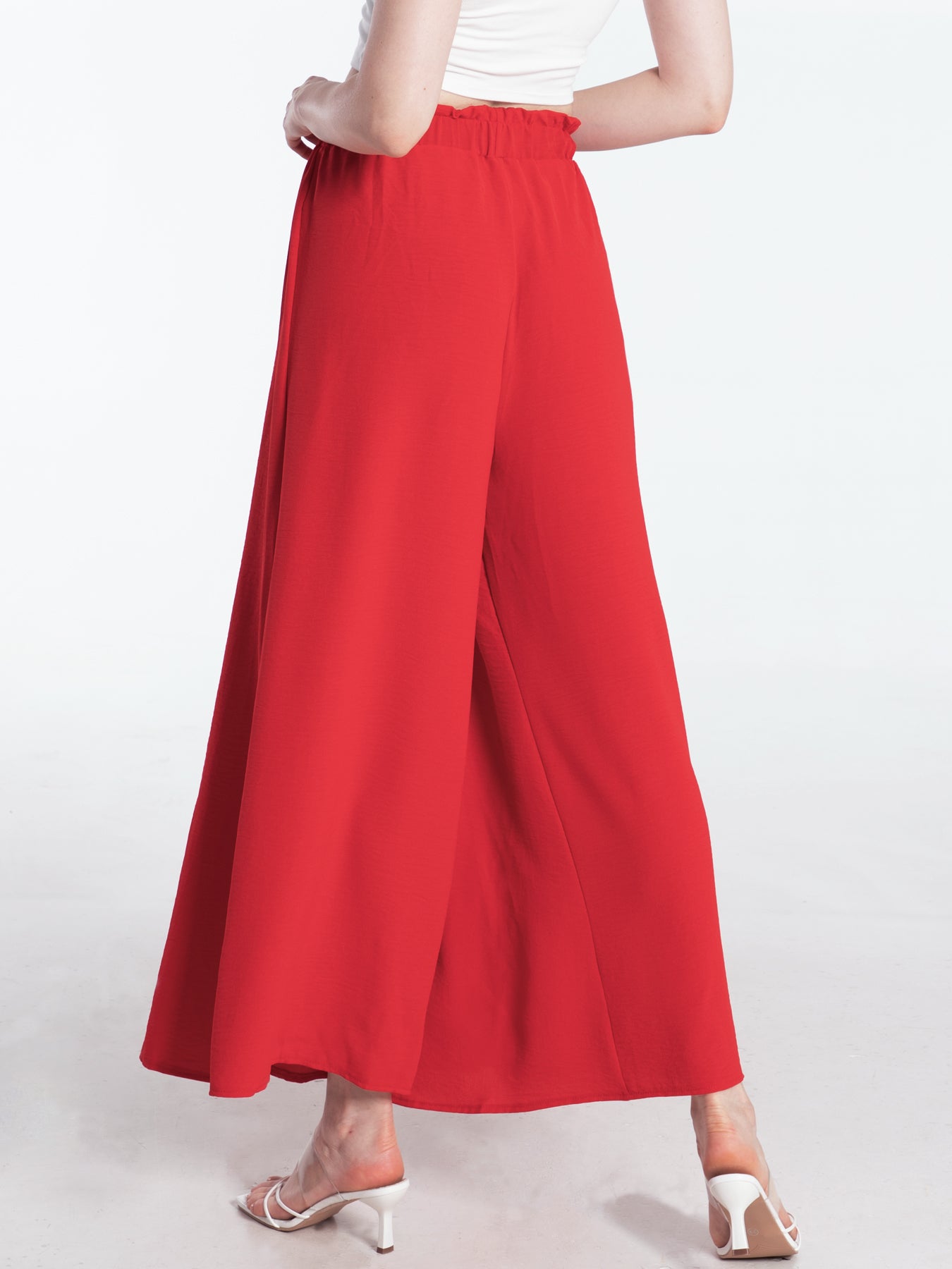 Tied Slit Wide Leg Pants 