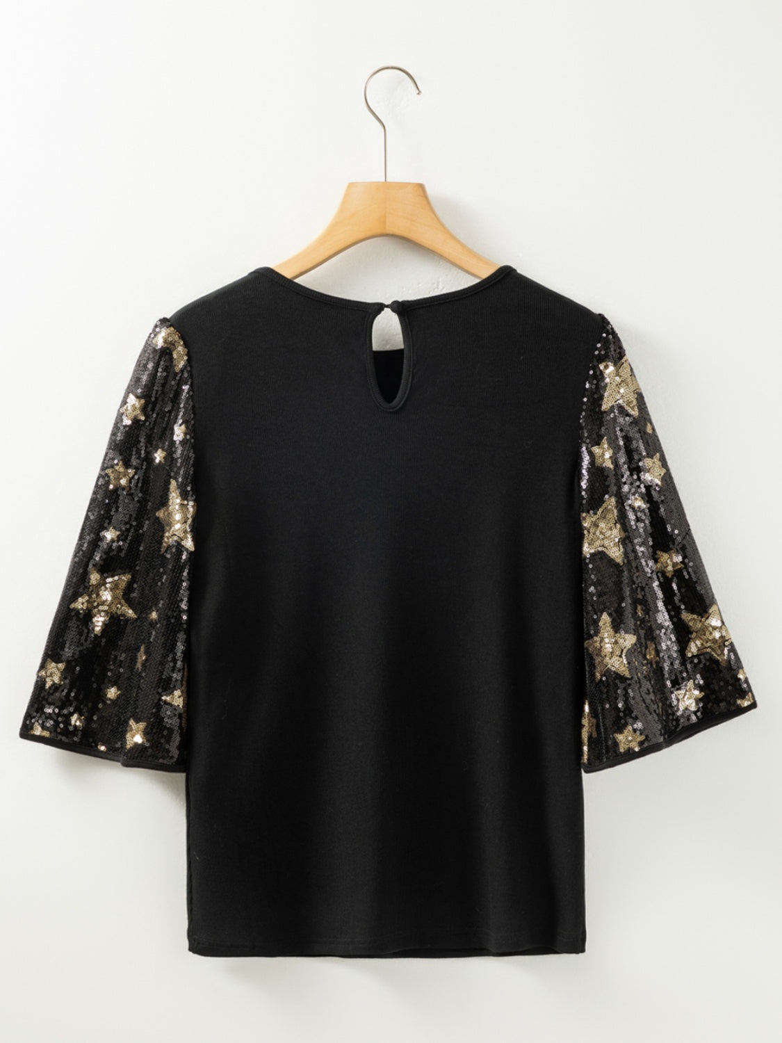 Sequin Round Neck Half Sleeve Blouse 