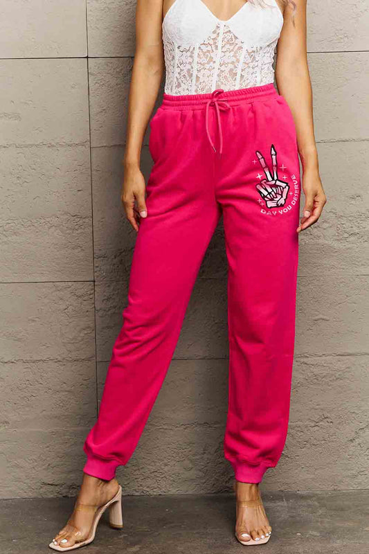 Simply Love Simply Love Full Size Drawstring DAY YOU DESERVE Graphic Long Sweatpants 