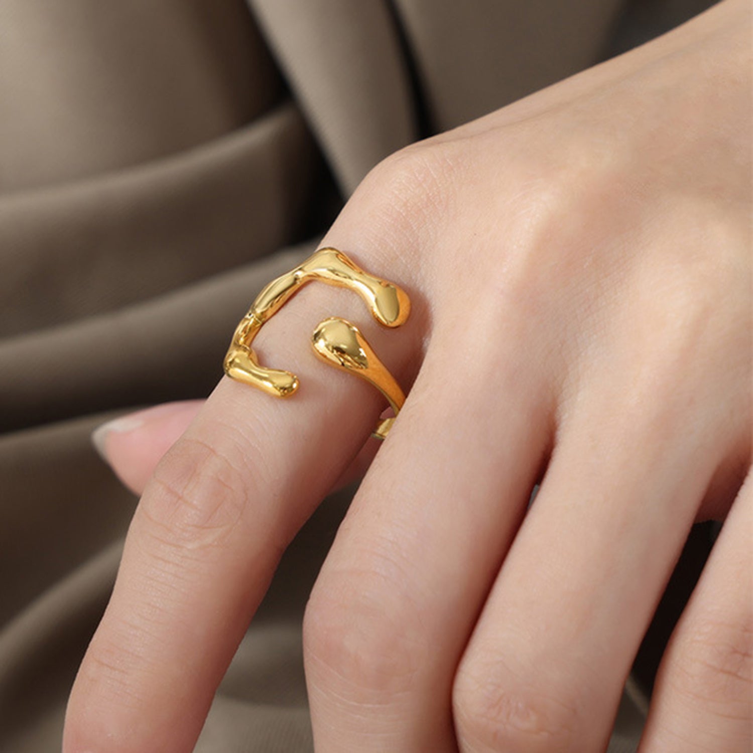 18K Gold-Plated Irregular Open Ring 