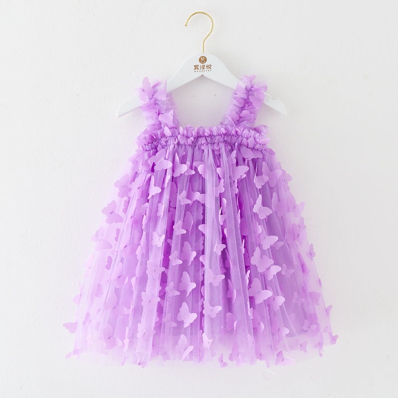 Children's Embroidered Butterfly Strap Skirt