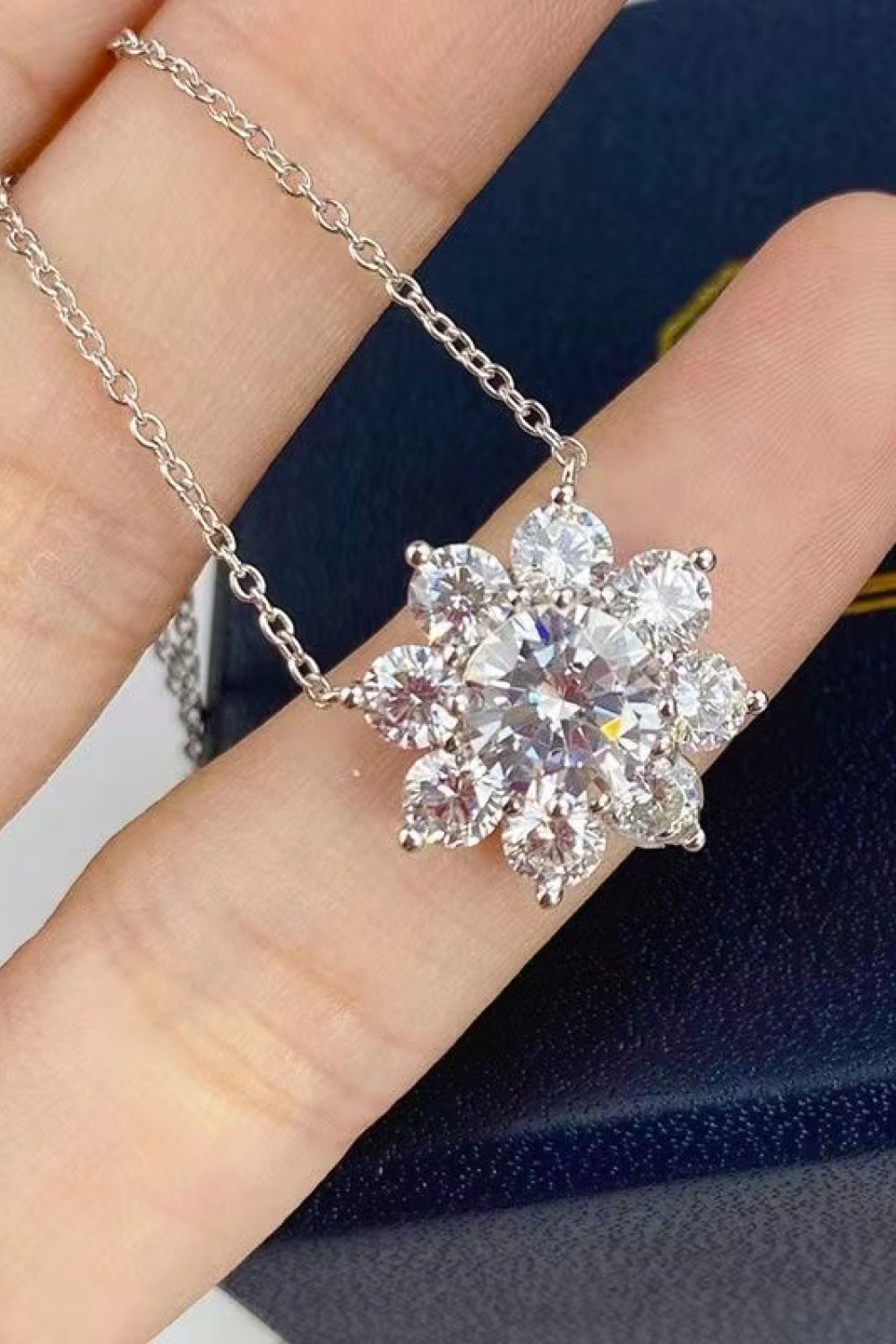 1 Carat Moissanite Floral Pendant Necklace 