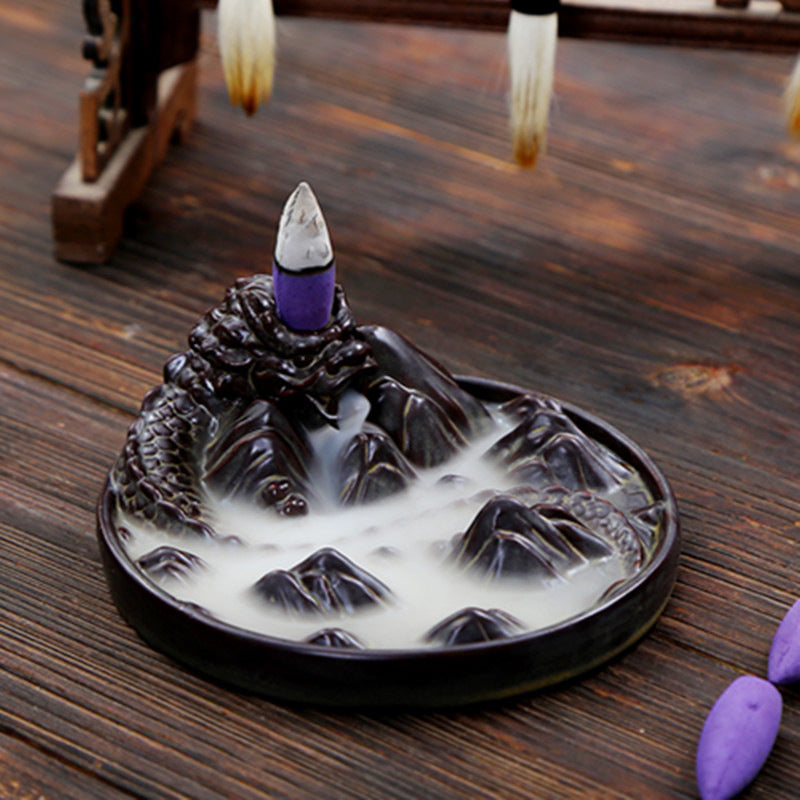 Simple Ceramic Backflow Incense Burner Buddha Supplies