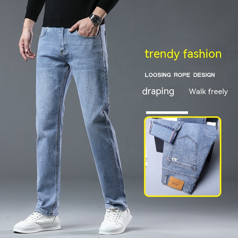 Spring Summer Clothes Straight All-matching Light Business Casual Stretch Men's Denim Trousers