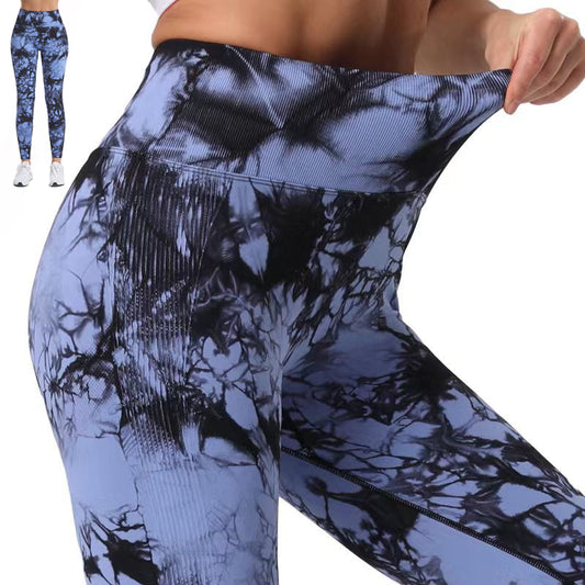 Fashion Tie Dye Printed Leggings High Waist Hip Lifting Tight Fitness Sports Yoga Pants For Women 