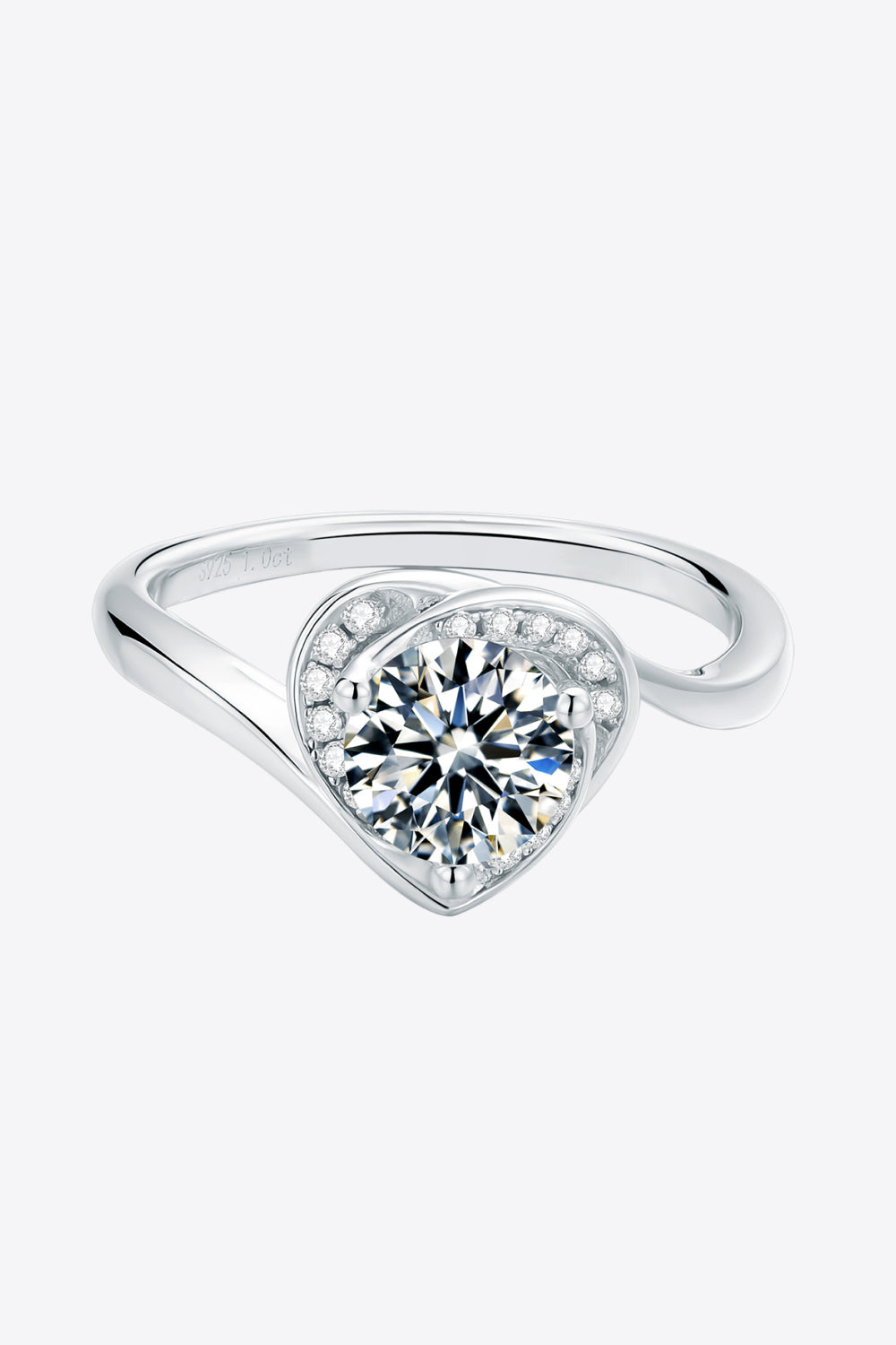 1 Carat Moissanite 925 Sterling Silver Heart Ring 