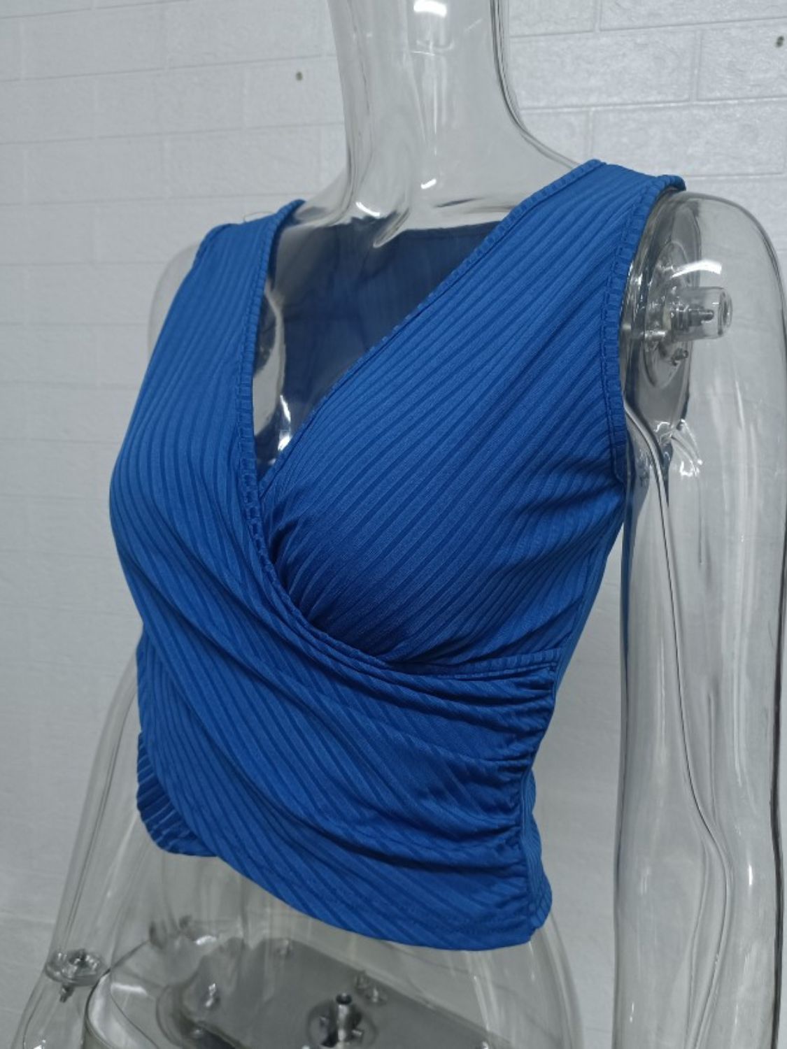 Full Size Ruched Surplice Tank 