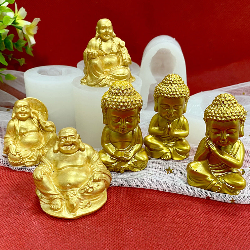 3D Maitreya Buddha Statue Tathagata Candle Aromatherapy Silicone Mold