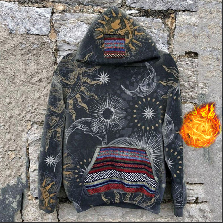 Printed Men's Fleecy Hoodie And Hoodie Casual