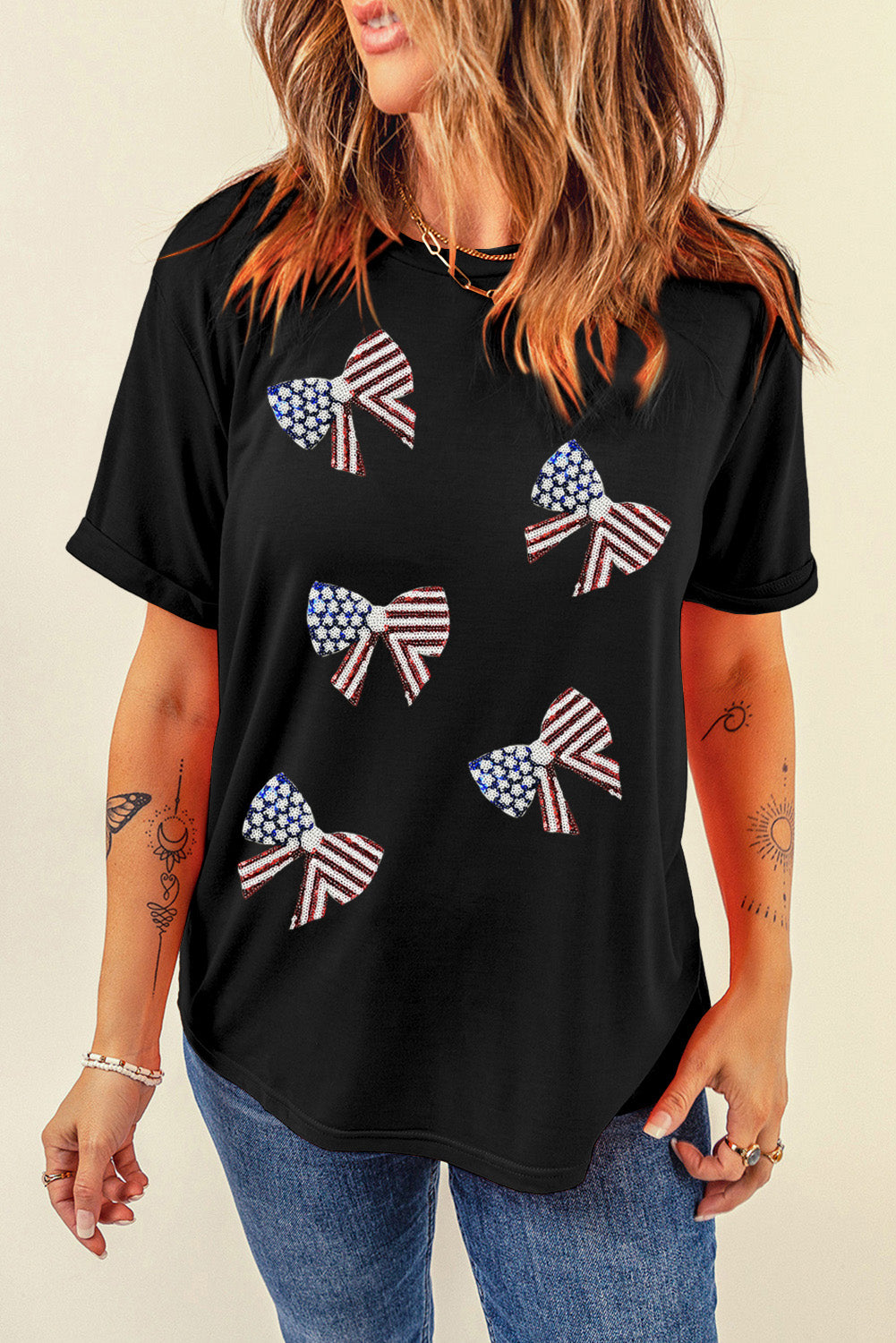 US Flag Round Neck Short Sleeve T-Shirt - Babbazon New Products