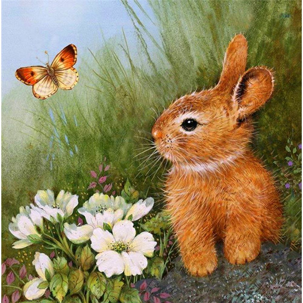 5D Diamond And Rabbit Digital Resin Rhinestone Painting Kit