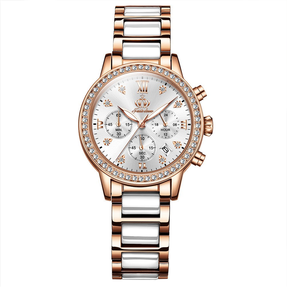 Simple Rhinestone Quartz Watch Waterproof Women's Watch