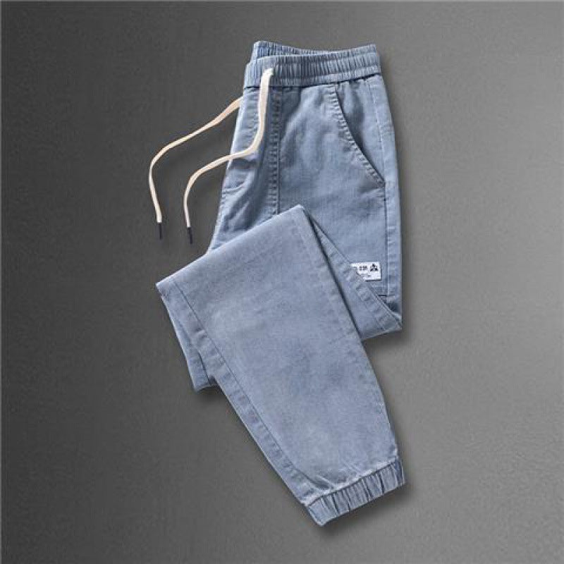 Spring And Autumn New Jeans Men's Stitching Ankle Banded Pants