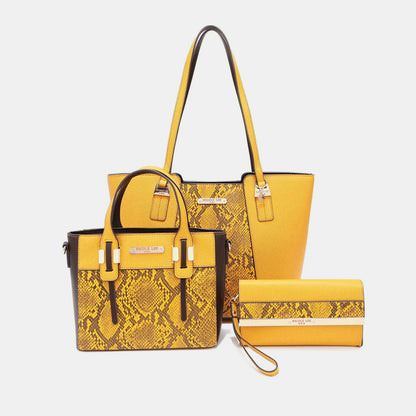 Nicole Lee USA 3-Piece Snake Print Handbag Set 