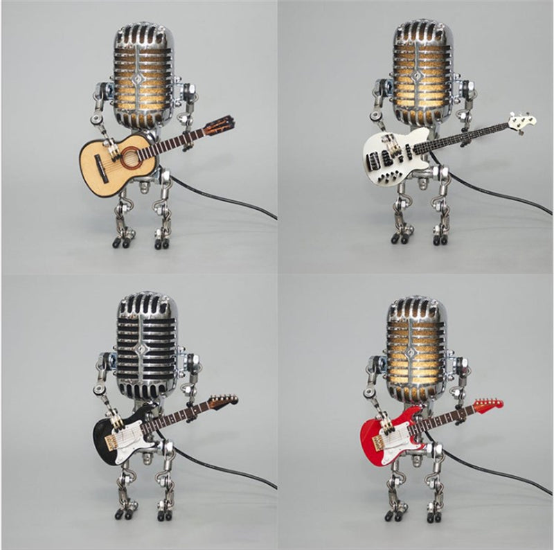 Retro Metal Microphone Robot Desk Lamp