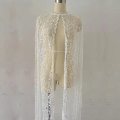 Women's White Cross Small Sequin Dress Shawl