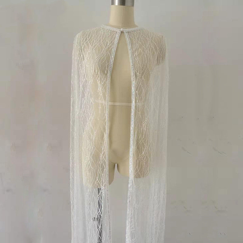 Women's White Cross Small Sequin Dress Shawl