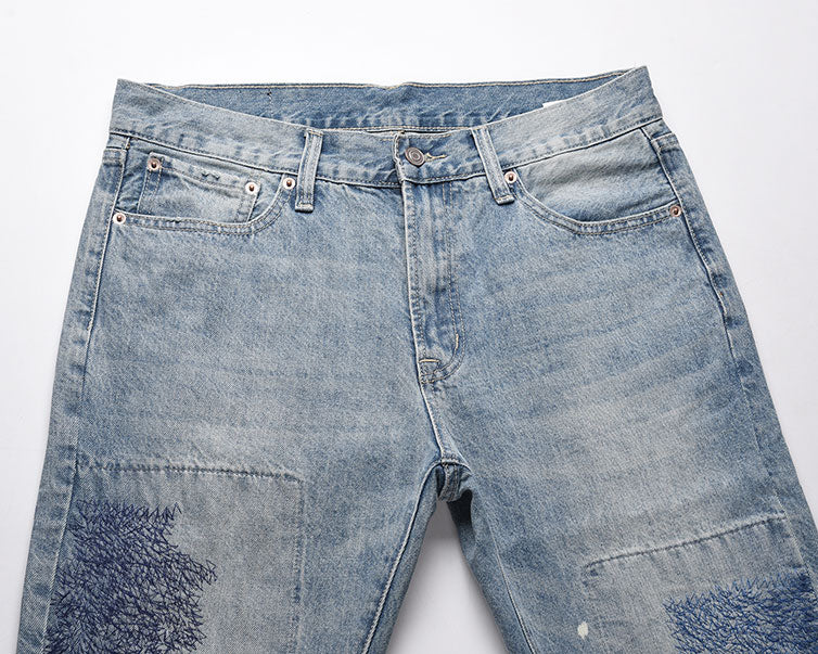 Trendy Splash-ink Stitching Washed Jeans