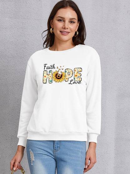 FAITH HOPE LOVE Round Neck Sweatshirt