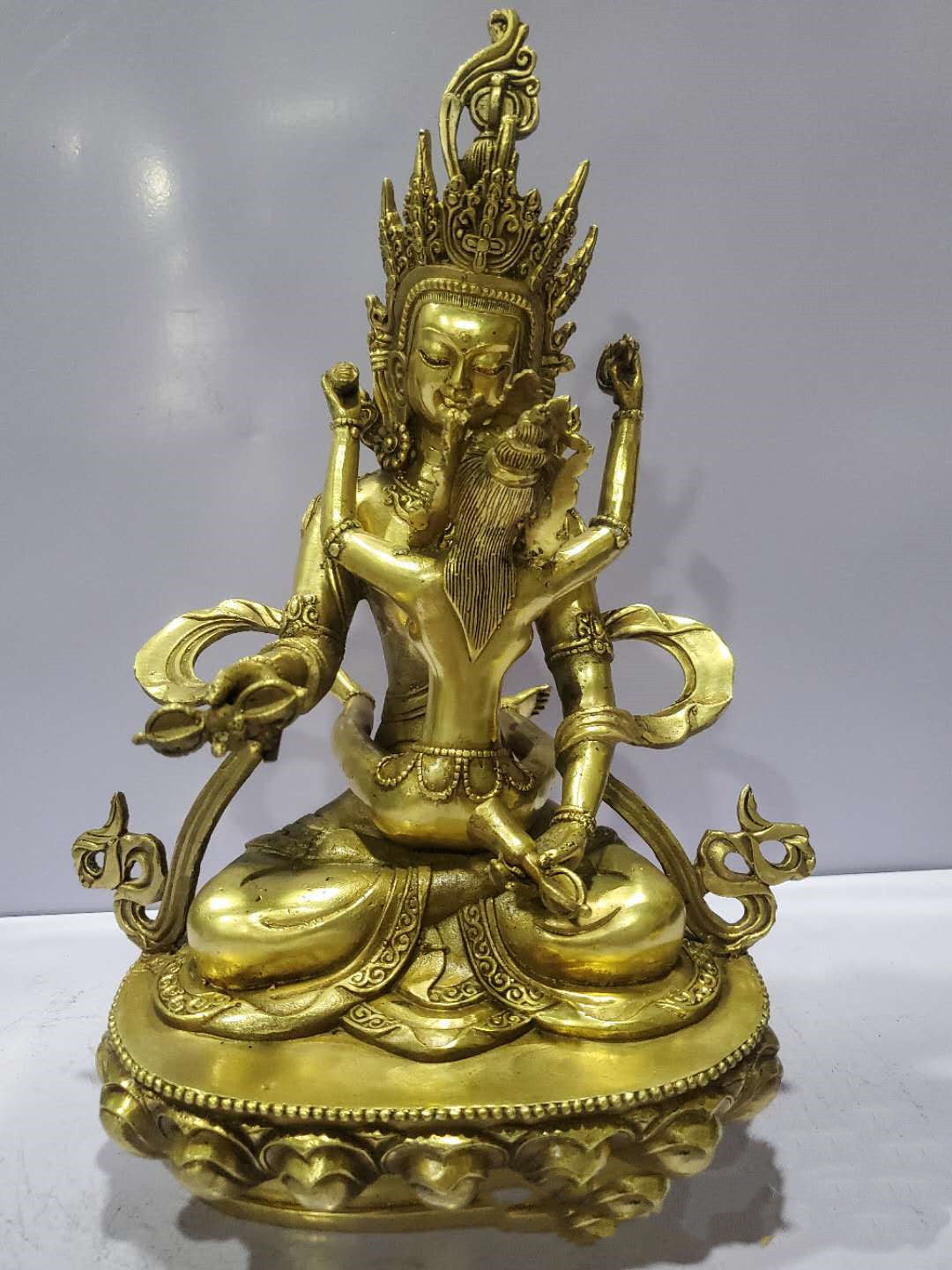 Bronze Happy Buddha Double Bodhisattva Vajrasattva Statue