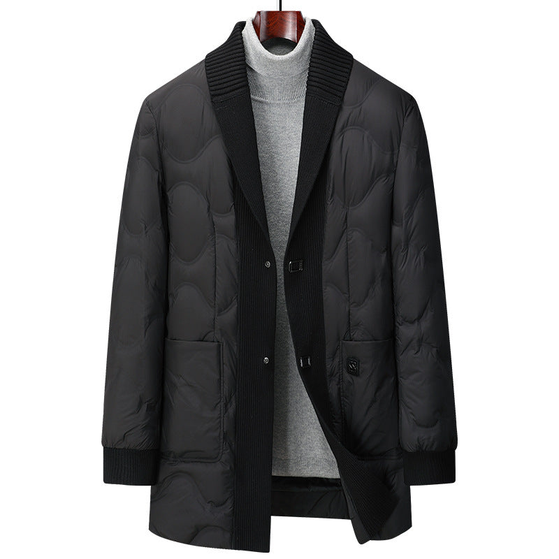 Light Luxury Men's Mid-length Down Jacket Dad Wear Winter Youth 