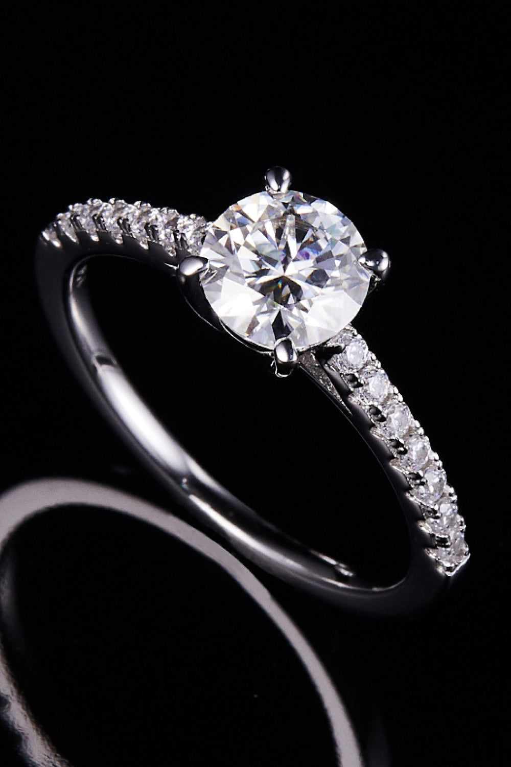 1 Carat Moissanite 925 Sterling Silver Side Stone Ring 