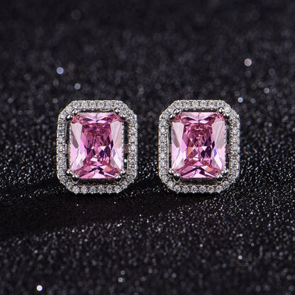 Silver-Plated Zircon Stud Earrings 