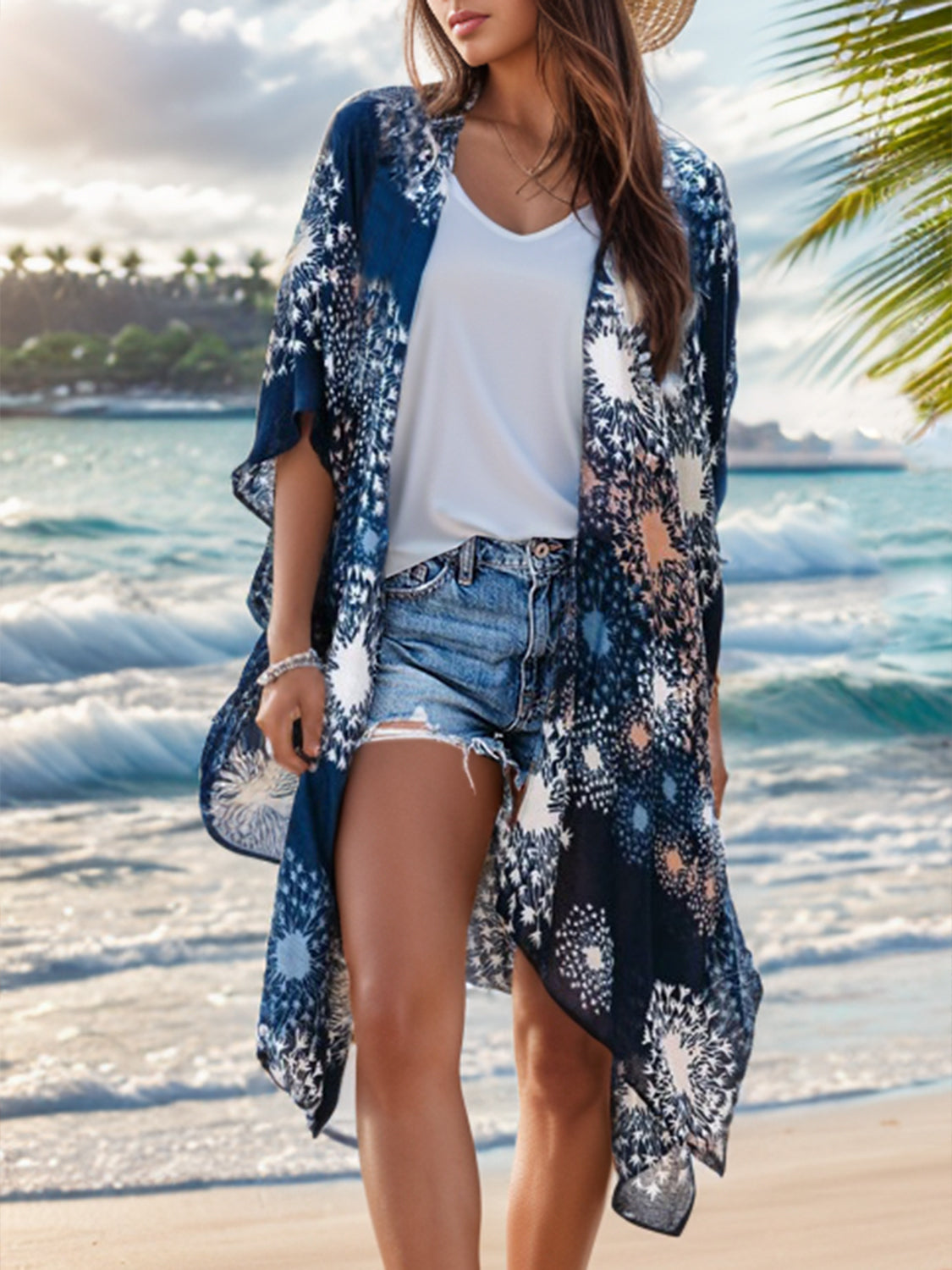 Printed Open Front Cover-Up - Babbazon new