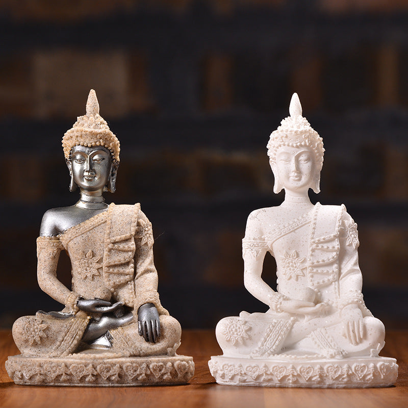 Sandstone Resin Crafts Small Sitting Buddha Ornaments