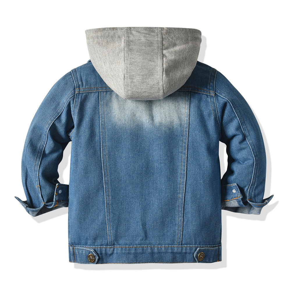 Children's Fake Two-piece Denim Jacket, Children's Hooded Fashion Casual Top