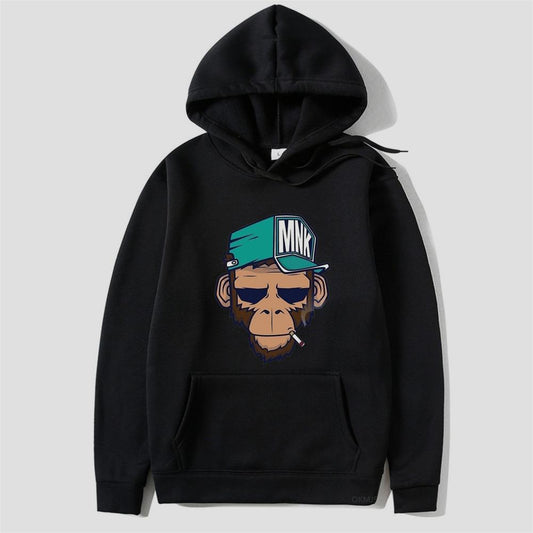 Smoking Monkey Printed Men's Hoodie Leisure Warm Sweatshirt