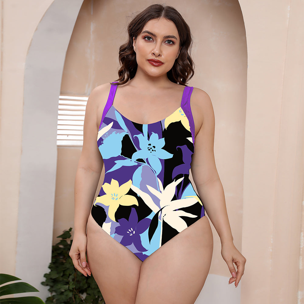 Full Size Printed Scoop Neck Sleeveless One-Piece Swimsuit 