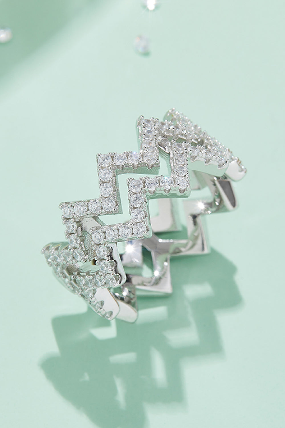 Adored Moissanite Zigzag Stacking Rings 